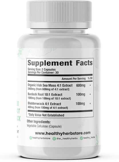Wildcrafted Sea Moss Capsules | 2280mg Advanced Ocean Greens Complex Irish Sea Moss Superblend | US-Made, Vegan, Non-GMO, Easy-Swallow (6-Pack)