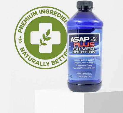 American Biotech Labs - ASAP 22 Plus Silver Solution - Immune System Support, 22 ppm Silver Solution Dietary Supplement - (16 oz)