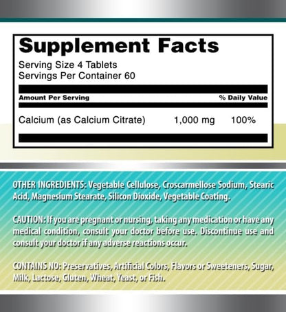 Amazing Formulas Calcium Citrate Supplement | 1000 Mg | Tablets | Non-GMO | Gluten Free | Made in USA (2 Pack, 240 Count)