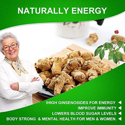 American Ginseng Slices from Wisconsin, DOL American Wisconsin Ginseng Slices Root for Tea, Energy for Men Women Mental Health Boosts Immunity, Gluten Free, Long Strip 1 Box of 8 Ounces
