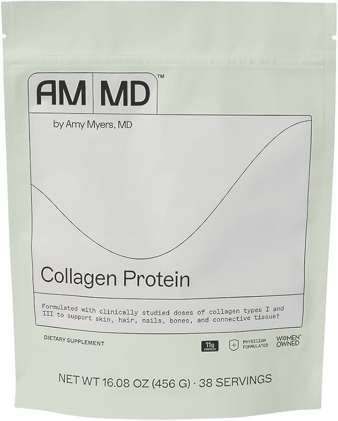 Amy Myers MD Collagen Protein Powder - Type 1 & 3 Collagen - Bovine Collagen to Support Healthy Hair, Skin & Nails - Gluten-Free, Dairy-Free & Non-Soy - 16.08 oz (38 Servings)