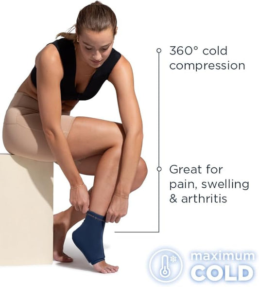 Tommie Copper BetterICE Ice Pack for Knee - Reusable, Flexible, Leak-Free Gel Cold Compress - Dark Navy, XXL