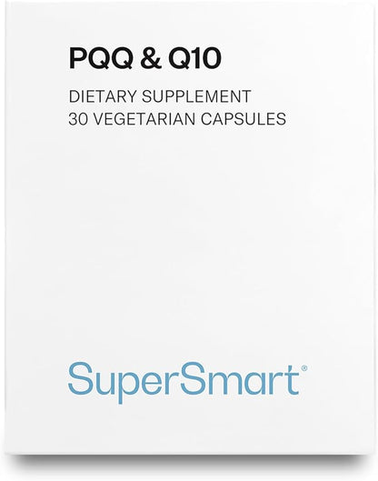 SUPERSMART - PQQ & Q10 (CoQ10) - Powerful Antioxidant Used to Protect Mitochondria Up to 20% for Aging Cells | Non-GMO & Gluten Free - 30 Vegetarian Capsules