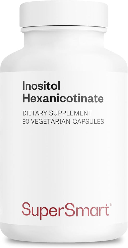 Supersmart - Inositol Hexanicotinate 1500mg per Day (High Strength Niacin Flush Free) - Improved Vitamin B3 Supplement | Non-GMO & Gluten Free - 90 Vegetarian Capsules