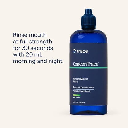 Trace Minerals | ConcenTrace® Mineral Mouth Rinse | Gentle Mouth Rinse, Fresh Breath | Alcohol Free, Certified Vegan, Gluten Free, Non-GMO | Mint | 10 oz