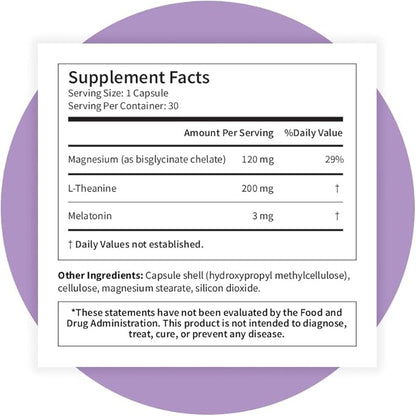 Pattern Wellness Sleep Complex Supplement - Deep, Slow-Wave Sleep - Mood & Stress Support - Natural Sleep Aid - 30 Vegetarian Capsules