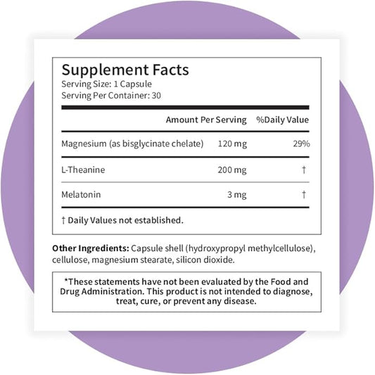 Pattern Wellness Sleep Complex Supplement - Deep, Slow-Wave Sleep - Mood & Stress Support - Natural Sleep Aid - 30 Vegetarian Capsules