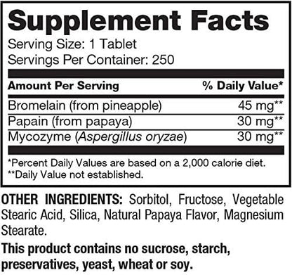 Papaya Pineapple Chewable Tabs (250 Tablets)