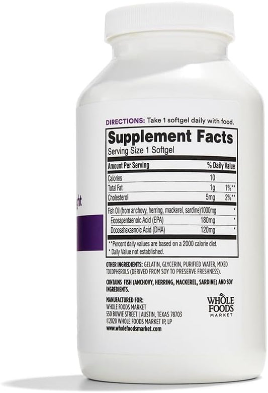 365 by Whole Foods Market, Fish Oil 1000 Mg Softgels, 250 Count