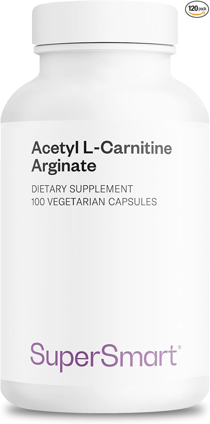 Supersmart - Acetyl L Carnitine Arginate 1000 mg Per Day - Amino Acids - Popular Brain Supplement | Non-GMO & Gluten Free - 120 Vegetarian Capsules