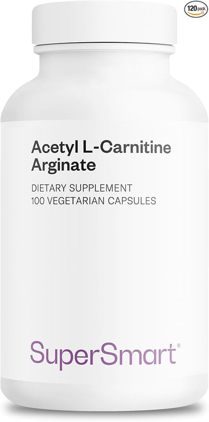 Supersmart - Acetyl L Carnitine Arginate 1000 mg Per Day - Amino Acids - Popular Brain Supplement | Non-GMO & Gluten Free - 120 Vegetarian Capsules