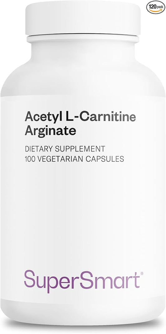 Supersmart - Acetyl L Carnitine Arginate 1000 mg Per Day - Amino Acids - Popular Brain Supplement | Non-GMO & Gluten Free - 120 Vegetarian Capsules