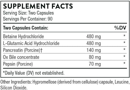 THORNE - Advanced Digestive Enzymes (Formerly Bio-Gest) - Blend of Digestive Enzymes to Aid Digestion* - Gut Health Support with Pepsin, Ox Bile, Pancreatin - 180 Capsules - 90 Servings