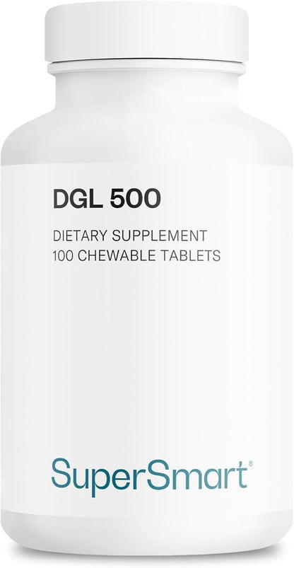SUPERSMART - DGL 3,000 mg Per Day - Gut Health - Extract of Liquorice Root for Gastrointestinal Health | Non-GMO & Gluten Free - 100 Chewable Tablets