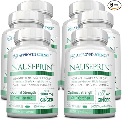 Approved Science Nauseprin - Ginger, Bioactive Vitamin B6-360 Capsules - Vegan