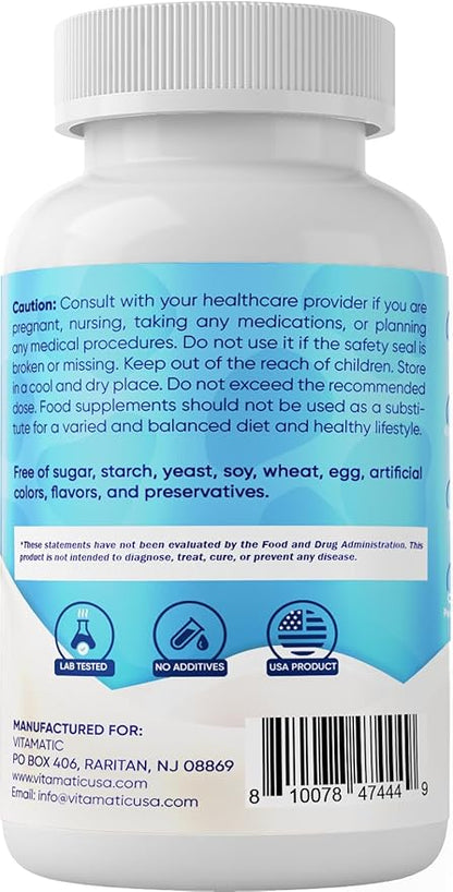 Vitamatic Bovine Colostrum Supplement 1000 mg per Serving - 50% Highest IgG - Supplement for Gut Health, Hair Growth, Beauty, Muscle Recovery, & Immune Support - 120 Capsules