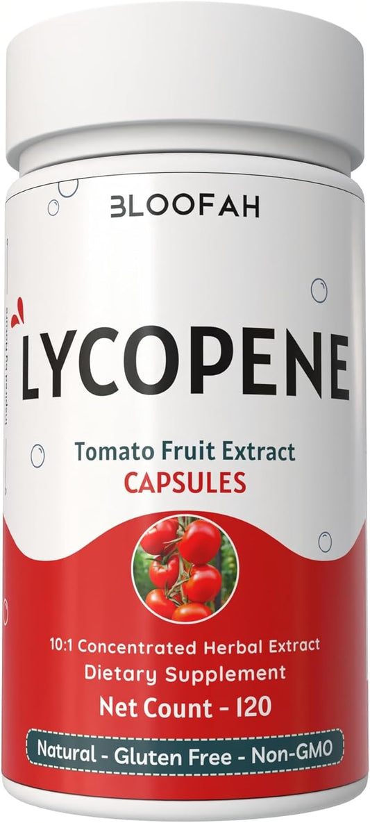 500mg Lycopene Supplement Tomato Extract 10:1 Capsules - 120 Count | 100% Pure, Non-GMO & Gluten Free Formula | Natural Carotenoid Supplement for Health and Wellness Support