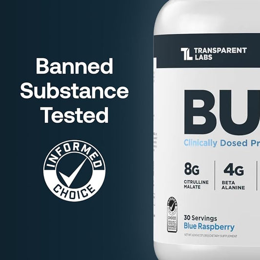 Transparent Labs Bulk Pre Workout Powder - Naturally Sweetened Advanced Pre-Workout Formula for Muscle Building and Strength - 30 Servings, Peach Mango