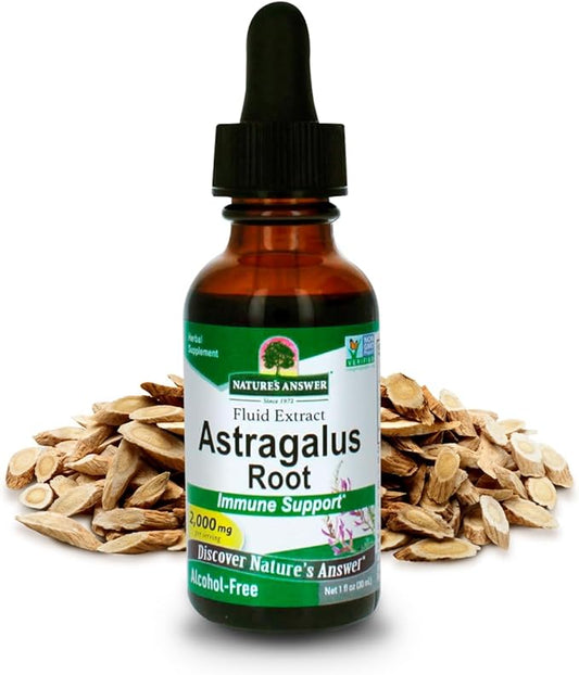 Nature's Answer Astragalus Root Alcohol Free Herbal Supplement 1 Ounce ( 2 Pack ) | Immune Support | Promotes Cardiovascular Health | Natural Stress Reliever