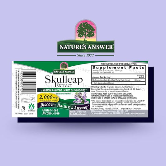 Nature's Answer Alcohol-Free Skullcap Herb, 1-Fluid Ounce