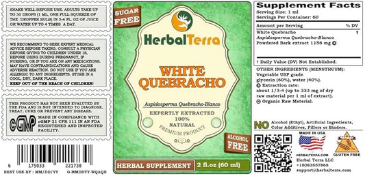 White Quebracho (Aspidosperma Quebracho-Blanco) Glycerite, Dried Bark Powder Alcohol-Free Liquid Extract 2 oz