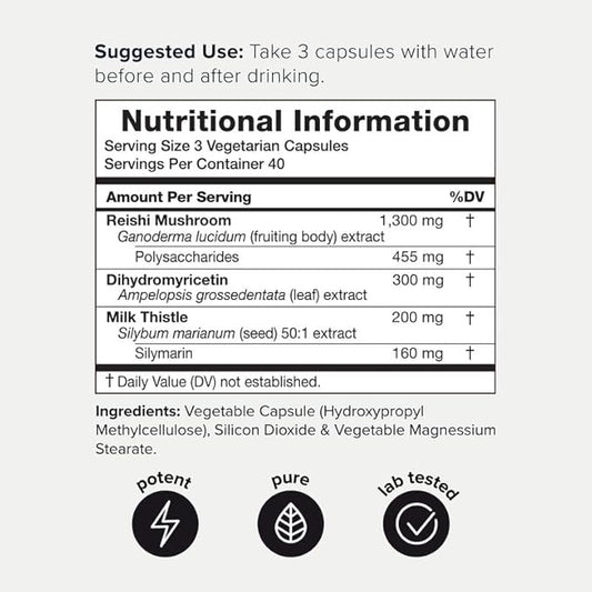 Toniiq Ease with DHM - Full Liver Support for a Night Out - 120 Capsules - 50x Super Concentrated Extract