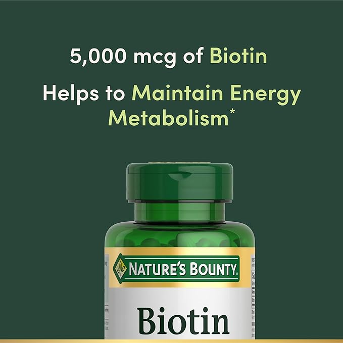 Nature's Bounty Biotin, Vitamin Supplement, Supports Metabolism for Cellular Energy and Healthy Hair, Skin, and Nails, 5000 mcg, 150 Softgels