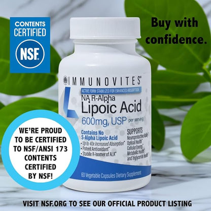 Stabilized R-Alpha Lipoic Acid ((True)) 600mg per Serving [[High Potency & up to 40x Increased Absorption]] (Na R-ALA) (Na R-LA) (Na R-Lipoate) (1 Bottle)