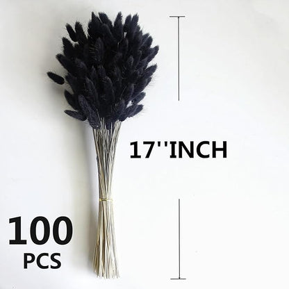 115 PCS Black Pampas Grass Bouquet, Boho Table Decor, Black Bunny Tails Dried Flowers, Dried Pampas Grass for Weddings, Home Decor, Rustic Parties, and Baby Shower Decorations