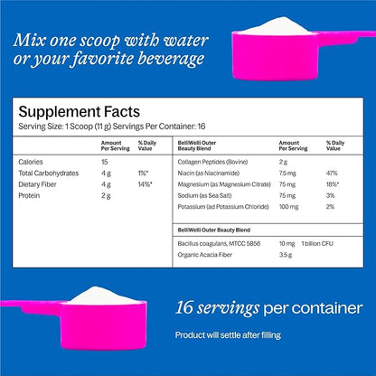 Unflavored Daily Fiber Supplement Powder with Collagen, Probiotics & Electrolytes | Supports Digestive Health, Gut Balance & Debloating, Sugar Free | 30 Servings