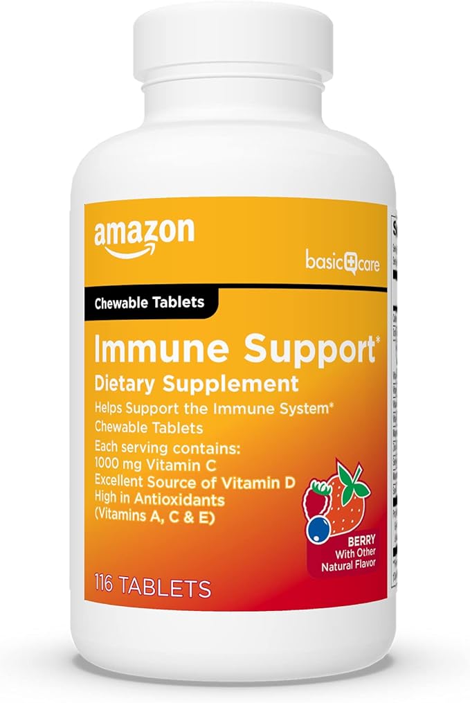 Amazon Basic Care - Chewable Tablets, Immune Support Berry Chew Tablets, 116 Count