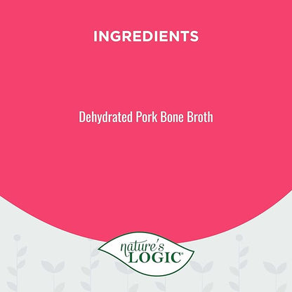 Nature's Logic Dehydrated Bone Broth Powder - 100% Natural Dog & Cat Topper - Rich in Glucosamine & Chondroitin - Boosts Immune System - Gluten-Free, No Synthetic Ingredients – Pork, 6oz