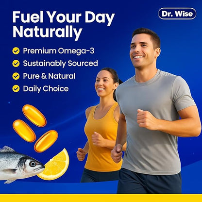 Triple Strength Omega 3 Fish Oil 3600mg – 1300mg EPA & 860mg DHA- Once Daily – Burpless Lemon Flavor, – Supports Heart, Brain, Joint & Eye Health – Wild Caught, Non-GMO, 90 Softgels, 3-Month Supply