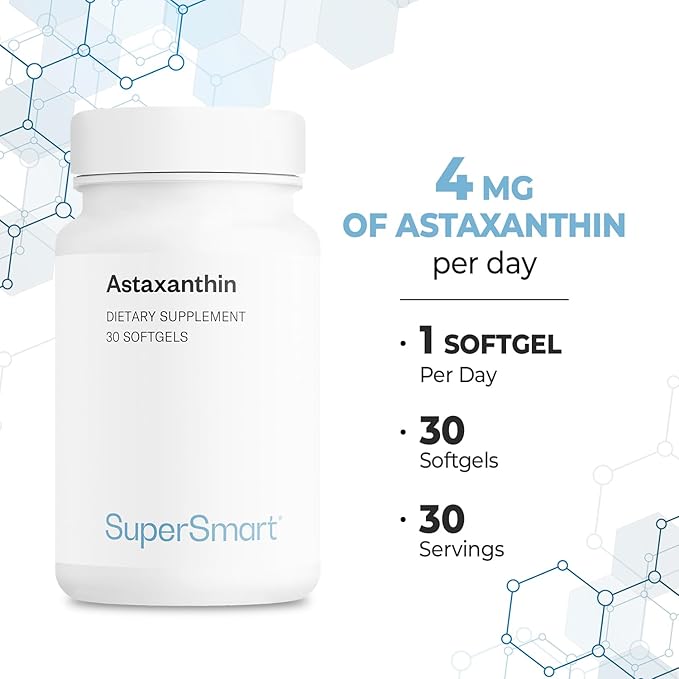 Supersmart - Astaxanthin 4 mg Per Day - Powerful Antioxidant Carotenoid | Non-GMO & Gluten Free - 30 softgels