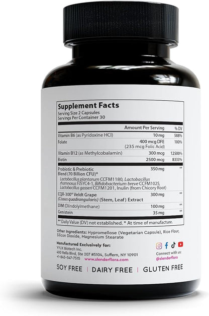 SlenderFlora - Menopause Probiotic Supplement | Weight Management, Hot Flashes, Night Sweats, Bloating | 70 Billion CFU | Gluten, Soy & Dairy Free | 60 Ct, Pack of 3