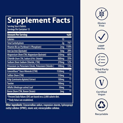 Trace Minerals Electrolyte Stamina - Heart Health & Hydration Support - Electrolyte Supplement Aids Muscle Cramp Relief & Endurance - Mineral Supplement with Magnesium - 90 Tablets (15 Servings)