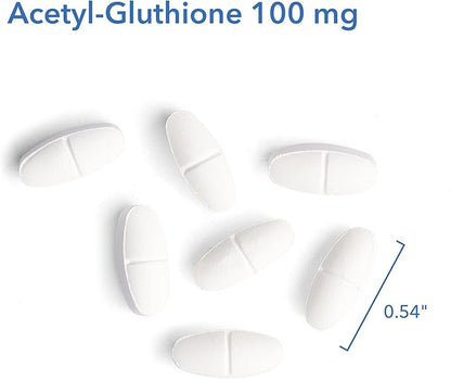 Allergy Research Group Acetyl-Glutathione - S-Acetyl-L-Glutathione, Well Absorbed Oral Immune Support, 100 mg Supplement, Hypoallergenic, Scored Tablets - 60 Count