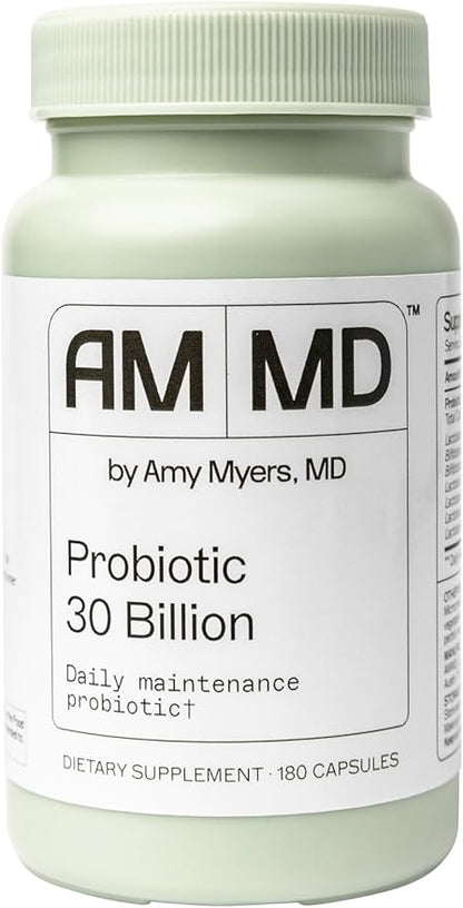 Amy Myers MD Best Probiotics 30 Billion CFU Per Capsule - for Women & Men - Powerful Combination of Doctor Approved Strains - Supports Healthy Digestion and Gut Bacteria Balance - One Month Supply
