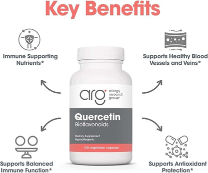 Allergy Research Group Quercetin Bioflavonoids - Lemon Bioflavonoid Complex, Rutin, Citrus Extract, Hesperidin, Vegetarian Capsules - 100 Count