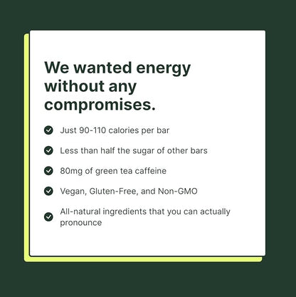 Verb Caffeinated Energy Bars Cookies & Cream (26g, Pack of 16) 110-Calorie Delicious Low Sugar Energy Bar - Vegan Gluten Free On-the Go Snack with 80mg Green Tea Caffeine, Only Real-Food Ingredients