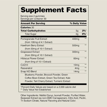 Snap Supplements Heart Health Gummies, Blood Circulation Supplements, CoQ10 Heart Health Supplements, Blood Flow Supplement, Sugar Free, 60 Gummies