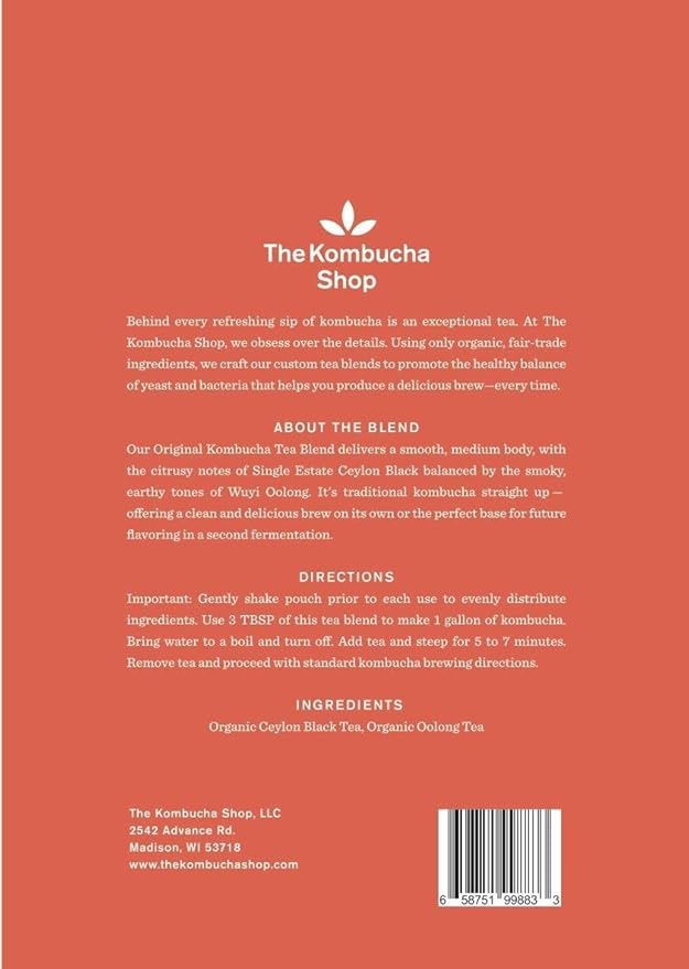 The Kombucha Shop - Original - Organic Black & Oolong Loose Leaf Tea Blend - Makes 5 Gallons of Kombucha Tea