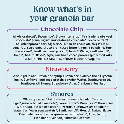 All In Snack Bars Allergen Friendly Variety Pack - S’Mores, Chocolate Chip, & Strawberry - Gluten Free - Organic - Non-GMO - Low Sugar - High Fiber - Kosher- Nut Free - Dairy Free (15 Pack)