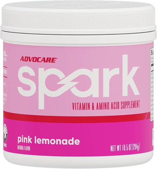 AdvoCare Spark Vitamin & Amino Acid Supplement - Focus & Energy Drink Powder Mix with Vitamin A, B-6, C & E - Also Includes L-Carnitine & L-Tyrosine - Pink Lemonade - 10.5 oz