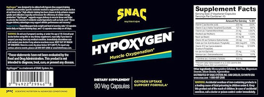 SNAC HypOxygen - Muscle Oxygenation Performance & Endurance Supplement, Improves the Body’s VO2 Max & Assists with Recovery from High-Repetition Exercise, 90 Veggie Capsules (45 Servings)