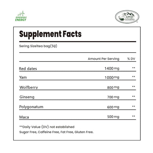 Veyorra Ginseng Six Treasure Tea - Traditional Chinese Herbal Blend, Kidney Tea, Healthy Tea for Men and Women(110Bags)