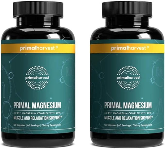 Primal Harvest Magnesium Supplement Complex 310mg by Primal Harvest with Magnesium Glycinate, Citrate, Malate, and Zinc 2 Pack, 120 Capsules