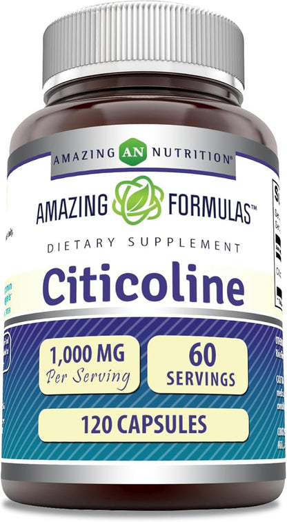 Amazing Formulas Citicoline Supplement | 1000 Mg per Serving | 120 Capsules | Non-GMO | Gluten-Free | Made in USA