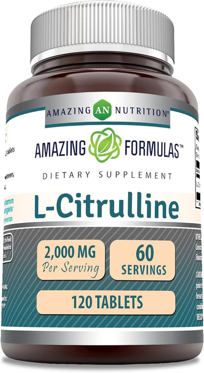 Amazing Formulas L Citrulline 2000mg Per Serving 120 Tablets Supplement | Amino Acid Supplement for Men & Women | Non-GMO | Gluten Free | Made in USA