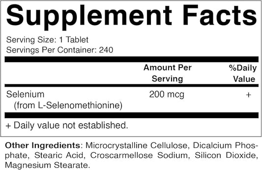 Vitamatic Yeast Free Selenium 200mcg as Selenomethionine Supplement Essential Trace Mineral with Superior Absorption 240 Tablets